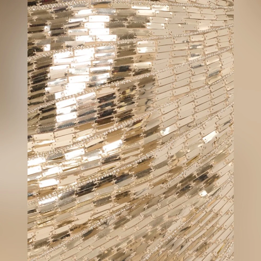 Adrianna Papell Gold Sequin Strapless Mini Dress NWOT, Straps Included - Picture 6 of 8